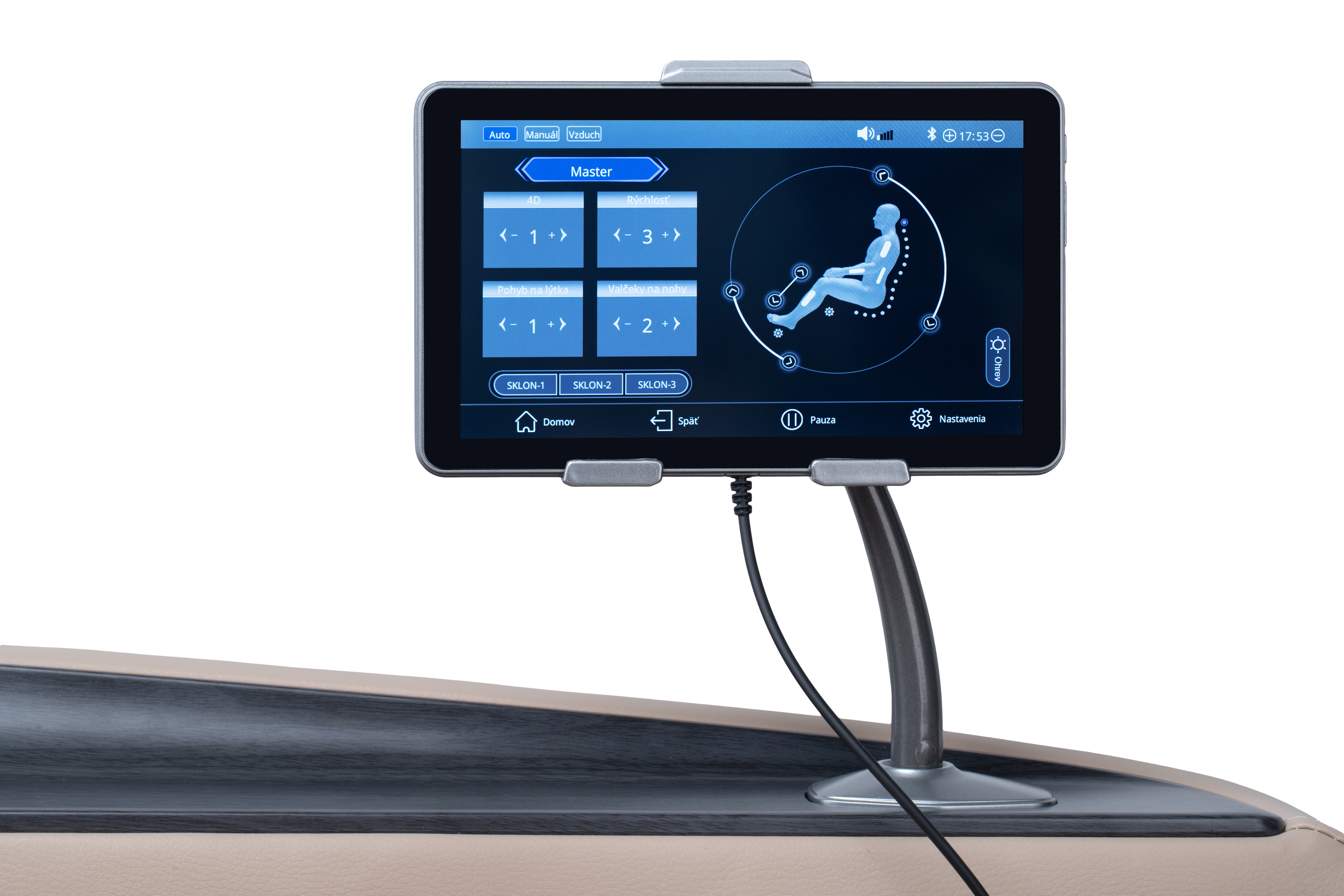 Masážne kreslo Damico Vento 4D má ovládanie v slovenčine